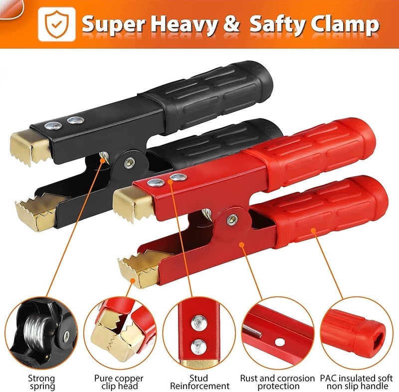 Linkstyle 2PCS Car Battery Charger Clamps, 1000A Pure Copper Power Replacement Alligator Clips, Heavy Duty Crocodile Battery Jumper Cable Clamp - Image 3